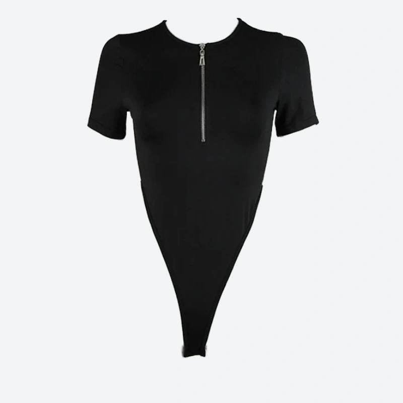 Zip It Up Babe High Leg Bodysuit Sexy and Chic for Any Night Out